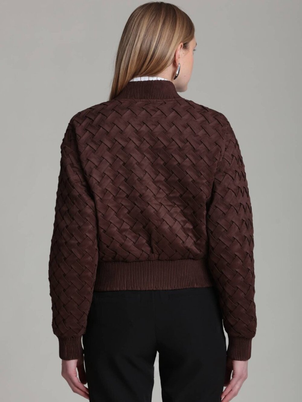 Avec Les Filles Faux Suede Woven Bomber Jacket Size XS M L - Picture 4 of 11